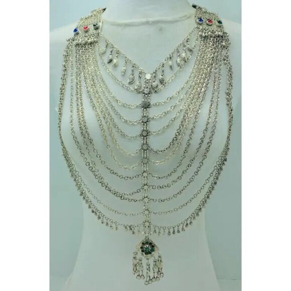 Multi-Strand Necklace, Oversized Handmade Kuchi Necklace - Picture 1 of 10